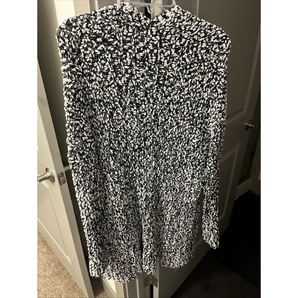 Net.153 Cardigan Sweater Womens Medium Large Pockets Black White Popcorn Knit - Picture 4 of 5